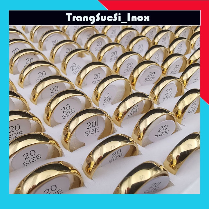 Sỉ Nhẫn inox bảng mo tròn 6mm sáng đẹp, không đen, không gỉ, hợp thời trang