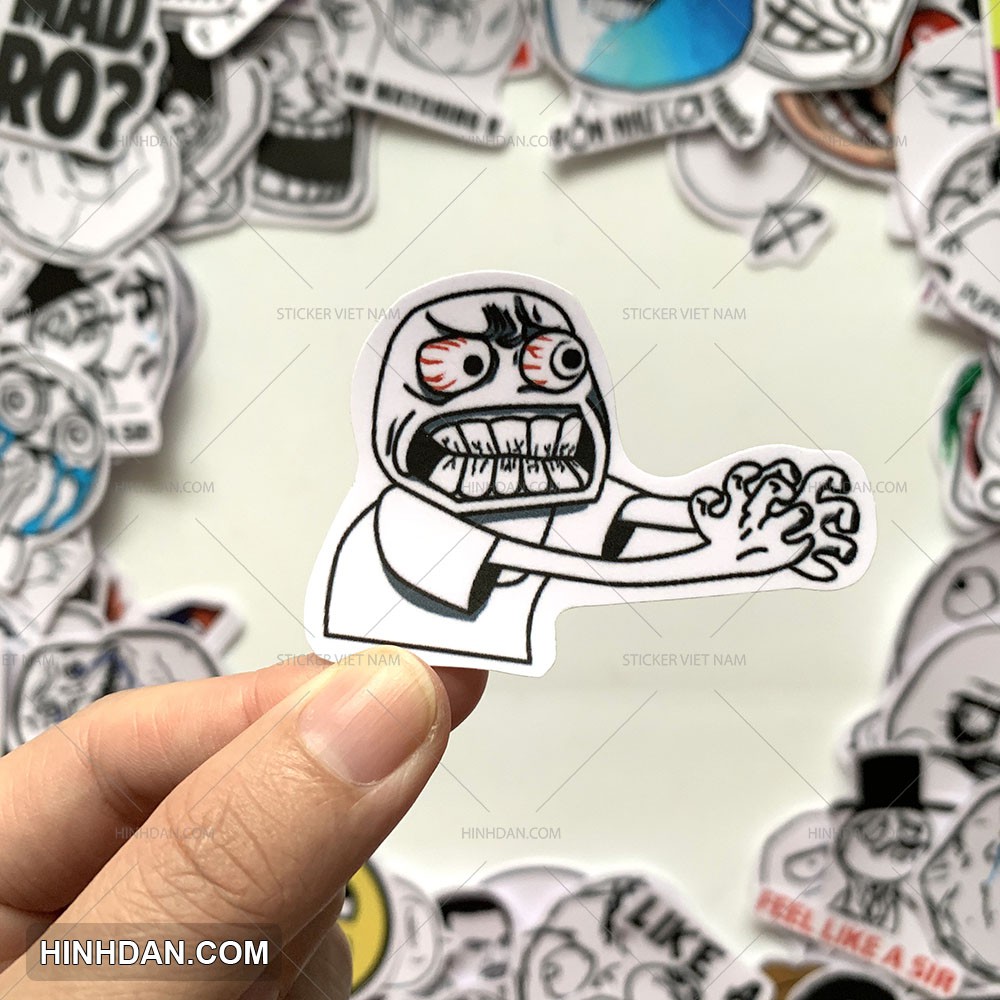 Sticker TROLL BỰA  CHỐNG NƯỚC dán xe, dán laptop,  dán nón bảo hiểm, dán vali, dán đàn guitar, tem dán