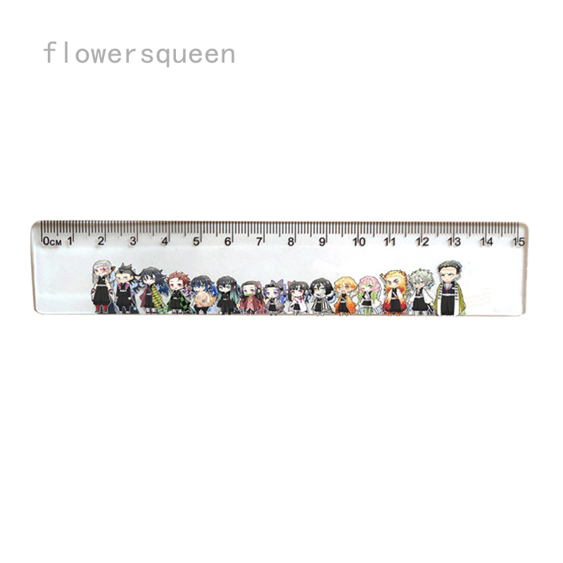 flowersqueen Thước đo thẳng họa tiết hoạt hình thanh gươm diệt quỷ tiện lợi cho học sinh