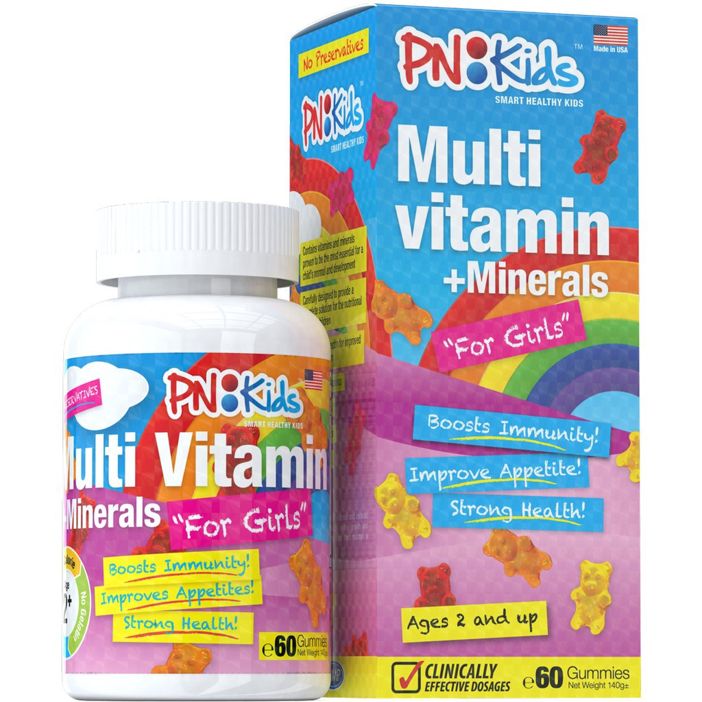 Kẹo gummies PN Kids Multi Vitamins for Girls, bổ sung vitamin bé gái (60 viên) - 0304602