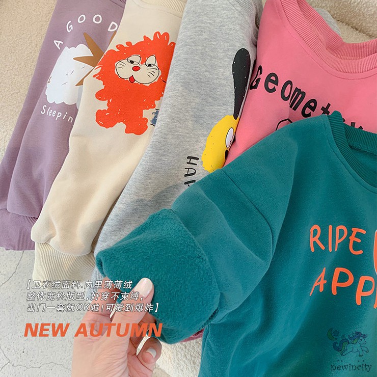 Áo Len Lông Cừu Ấm Áp In Hình Hoạt Hình Đáng Yêu Phong Cách Hàn Quốc Cho Bé
