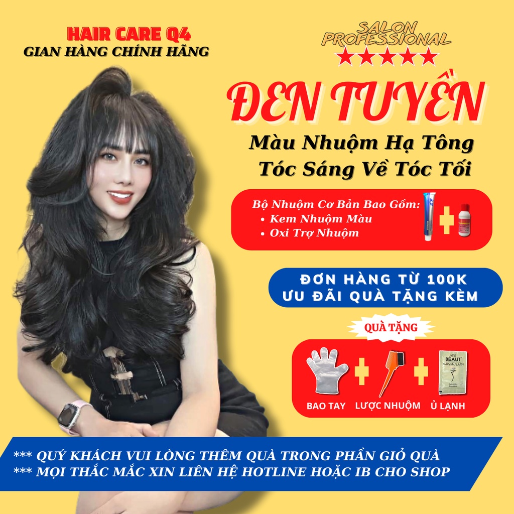 Thuốc Nhuộm Dưỡng Tóc Thảo Dược Màu Đen Tuyền - Hair Care Q4