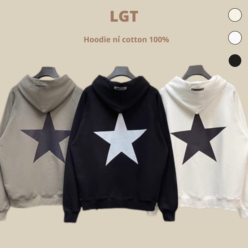 Áo khoác hoodie [CÓ ẢNH THẬT] Áo khoác hoodie form rộng chất vải nỉ cotton siêu xịn NGÔI SAO