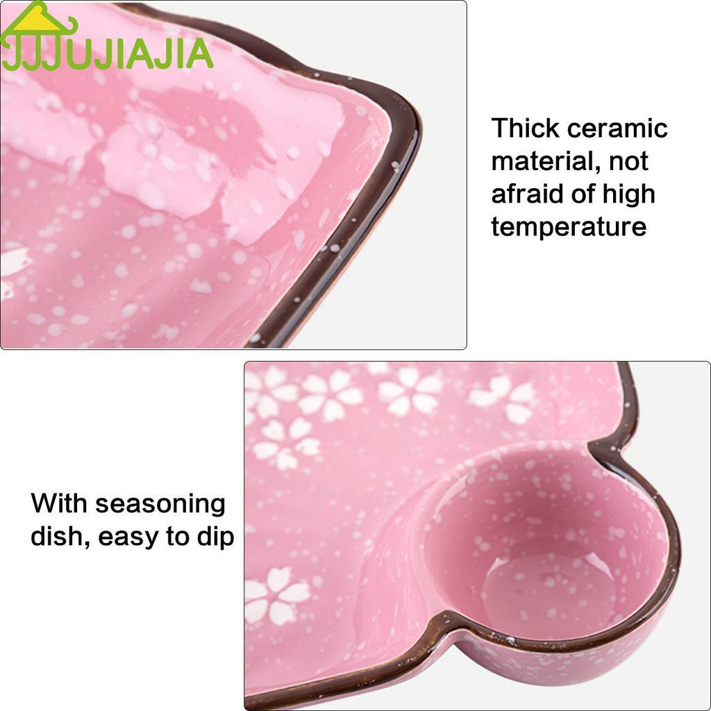 Đĩa Gốm JUJIAJIA Hình Vuông Có Ô Nhỏ Đựng Nước Sốt Tiện Lợi