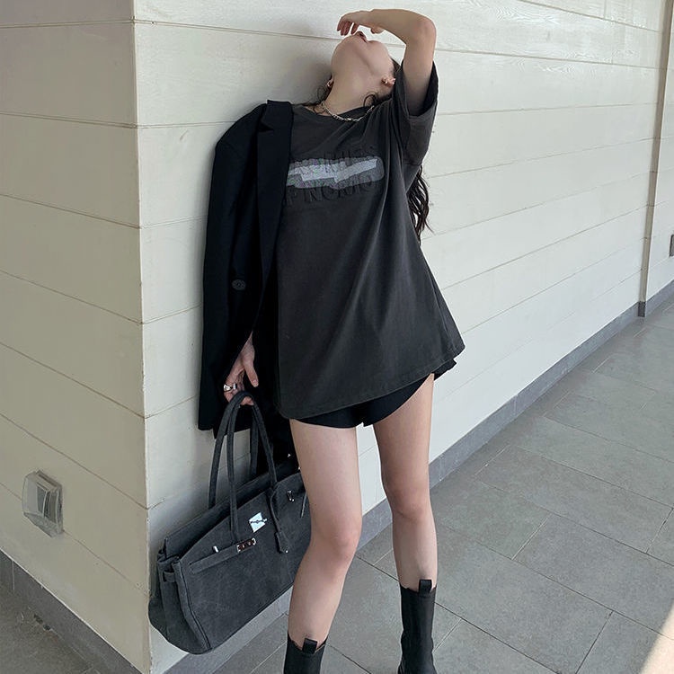 Áo thun ngắn tay dáng rộng in chữ thiết kế mới thời trang mùa hè dành cho nữ