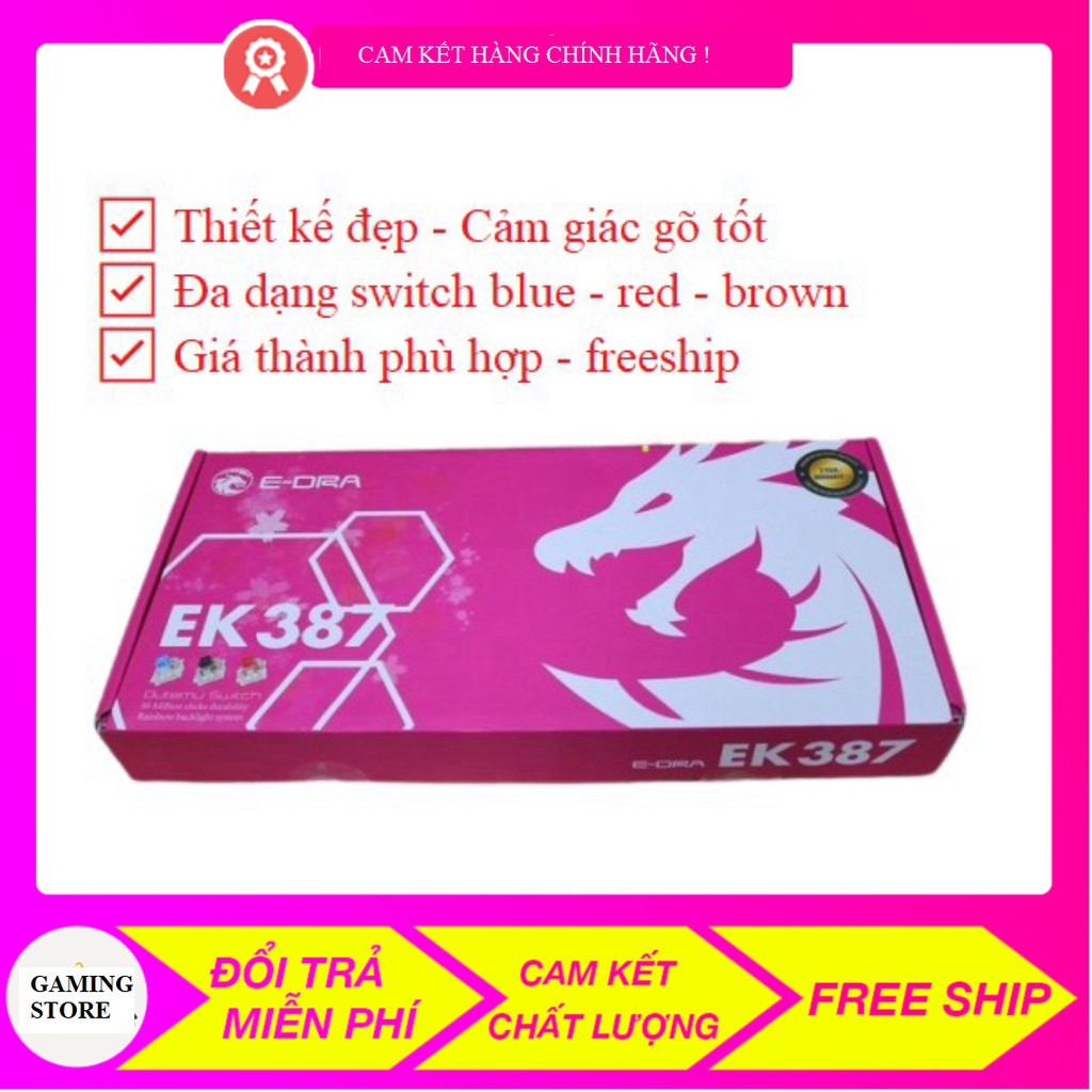 Bàn phím cơ E-DRA EK387 Dream Pink, Bàn phím gaming e-dra EK387 phiên bản hồng cực chất