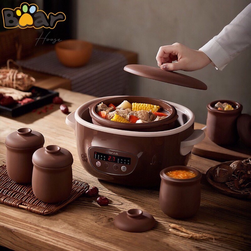 NỒI HẦM CÁCH THUỶ BEAR 2.5L 0.4L BẢN TỬ SA KÈM LỒNG HẤP
