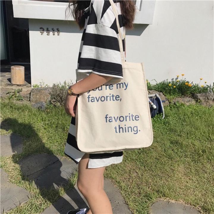 Túi tote Túi Vải  đeo vai nữ thời trang Hazin favorite thing vải thô canvas chất lượng cao,đi làm,đi học kiểu mới HZ 34