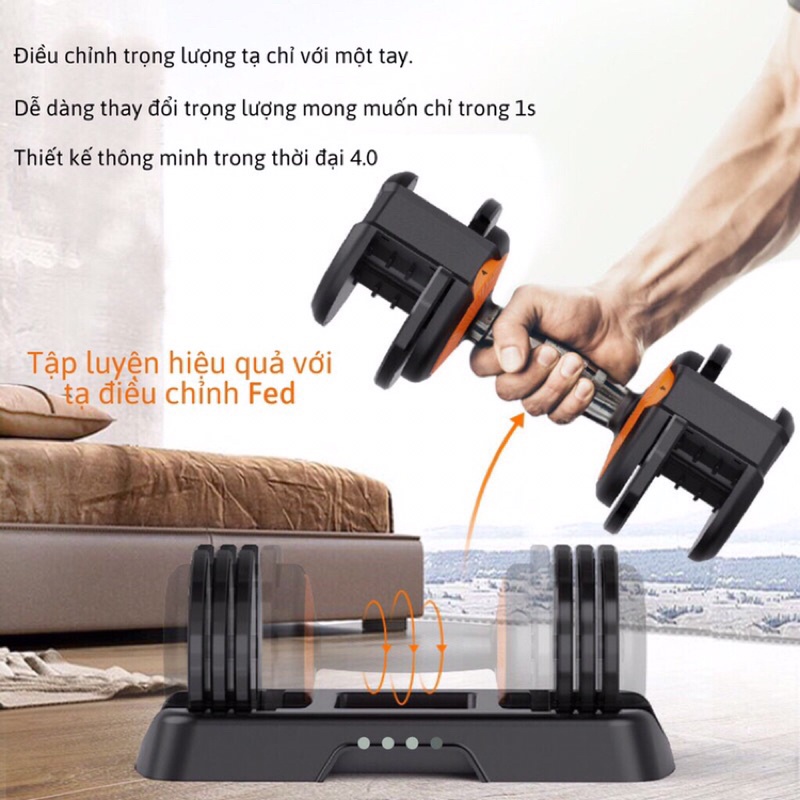 Hai Bộ Tạ Tay Gang Điều Chỉnh Đa Năng Có Khay Đựng Cân Nặng 20KG (10kg một tay) Cao Cấp