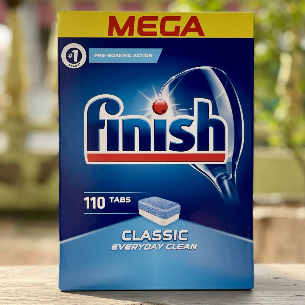 Combo rửa bát Finish Classic 110 Viên + Bóng Finish 800ml + Muối Finish 1,5kg dùng cho máy rửa bát.