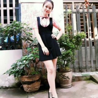 Đầm cát hàn kèm áo ren