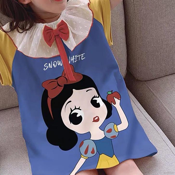 Đầm Ngủ Phối Ren In Họa Tiết Hoạt Hình Đính Nơ Phong Cách Hàn Quốc Xinh Xắn Cho Bé Gái