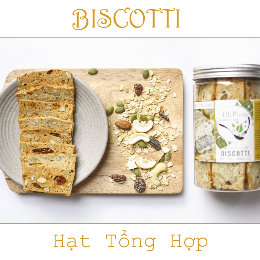 Bánh BISCOTTI Nguyên Cám Vị Vani Đẹp Store - Bánh Ngũ Cốc Nướng Ăn Kiêng Không Đường