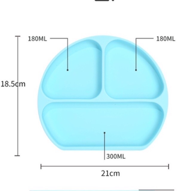 ( tặng kèm vòng tay dâu tằm cho bé ) khay ăn dặm silicon 3 ngăn có đế hút siêu dính chính hãng kean