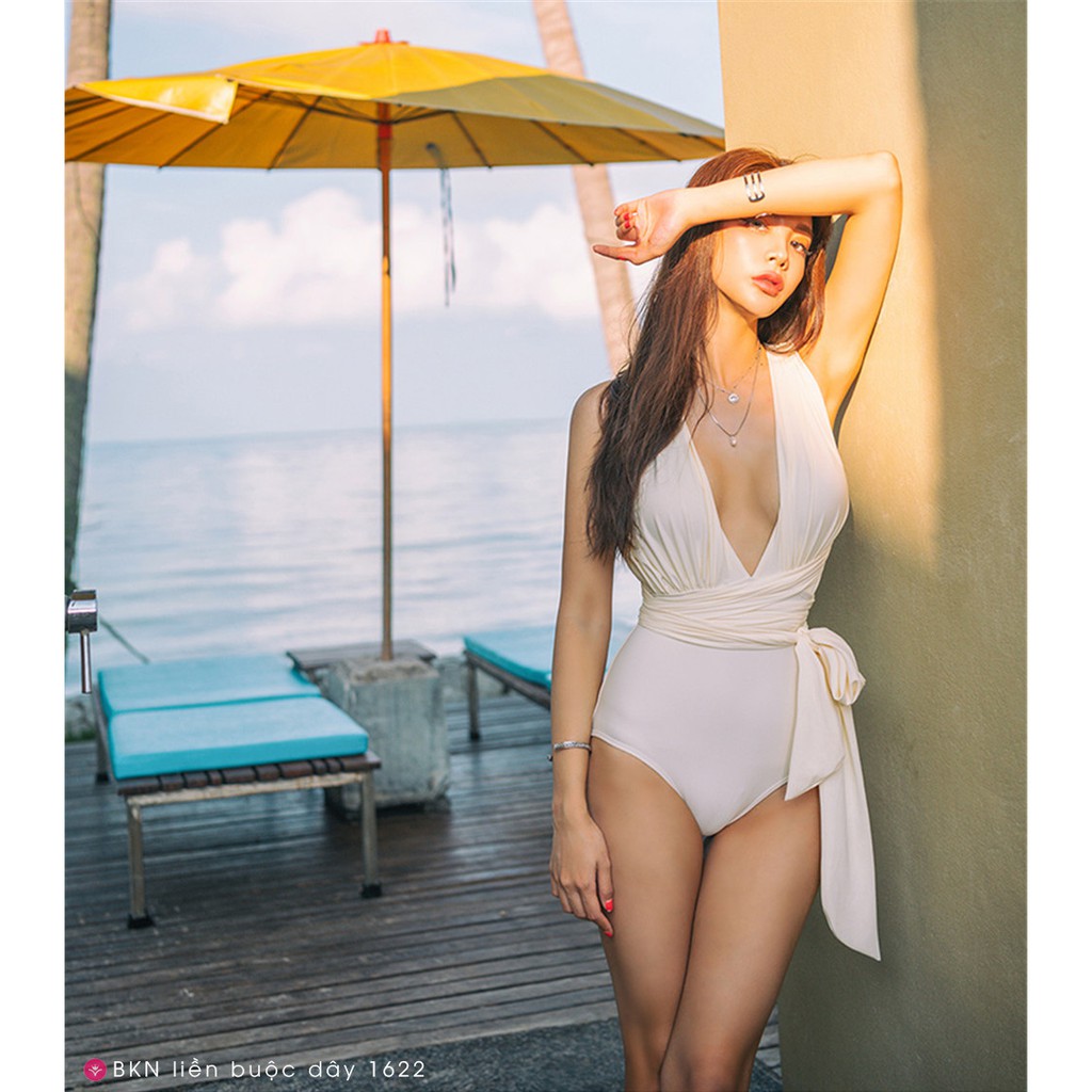 Bikini Liền mảnh Thắt Eo Quyến Rũ [FREESHIP] Set đồ bơi nữ đi biển liền buộc dây sang chảnh quyến rũ