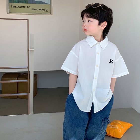 Áo Sơ Mi Mỏng Tay Ngắn Phong Cách Phương Tây Thời Trang Mùa Hè Mới Dành Cho Bé Trai 2022