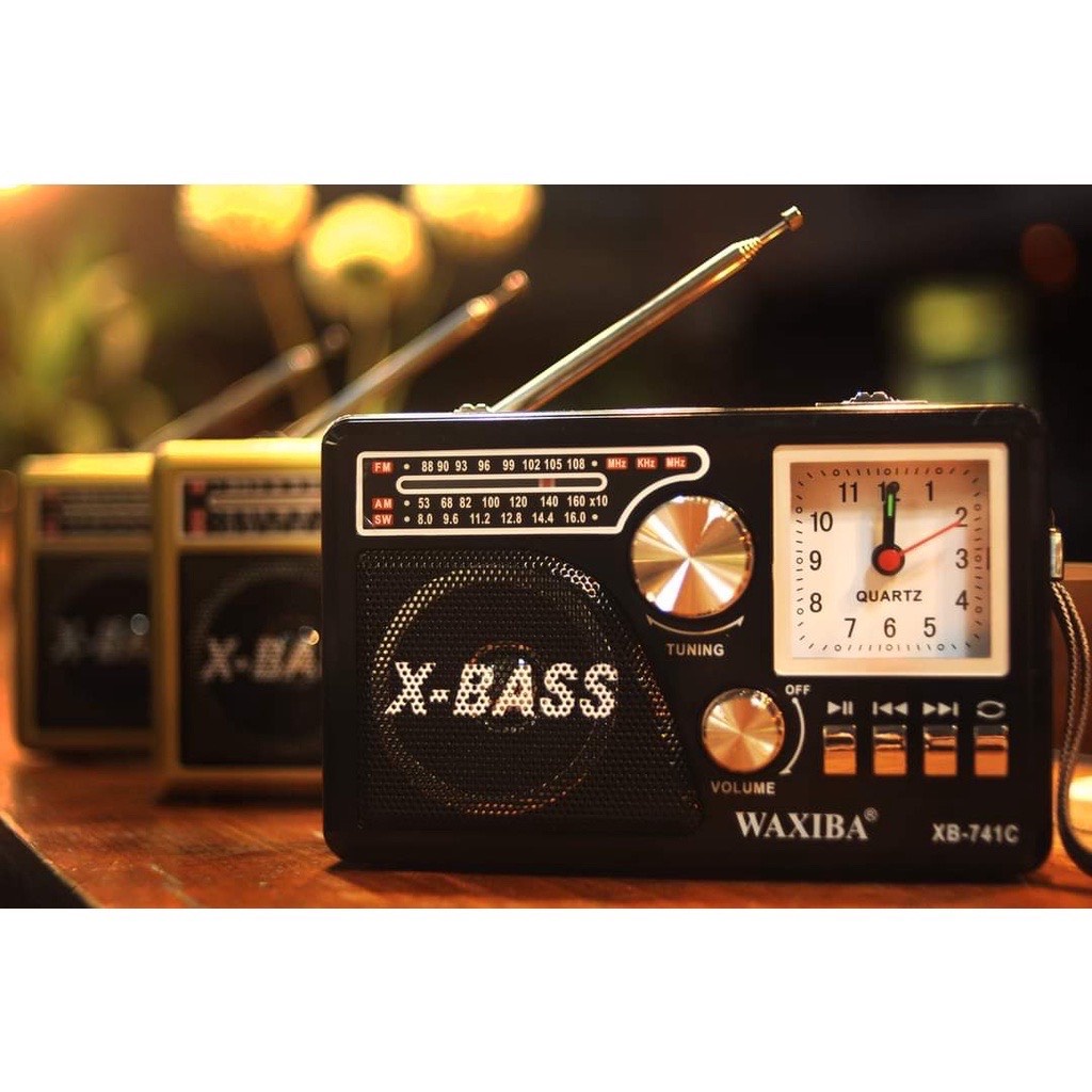 Đài Radio WAXIBA XB-741C, Đài Radio-Thẻ Nhớ-USB-MP3-Đèn pin ( Tặng Dây Sạc, Pin Sạc) Bảo Hành 12 Tháng