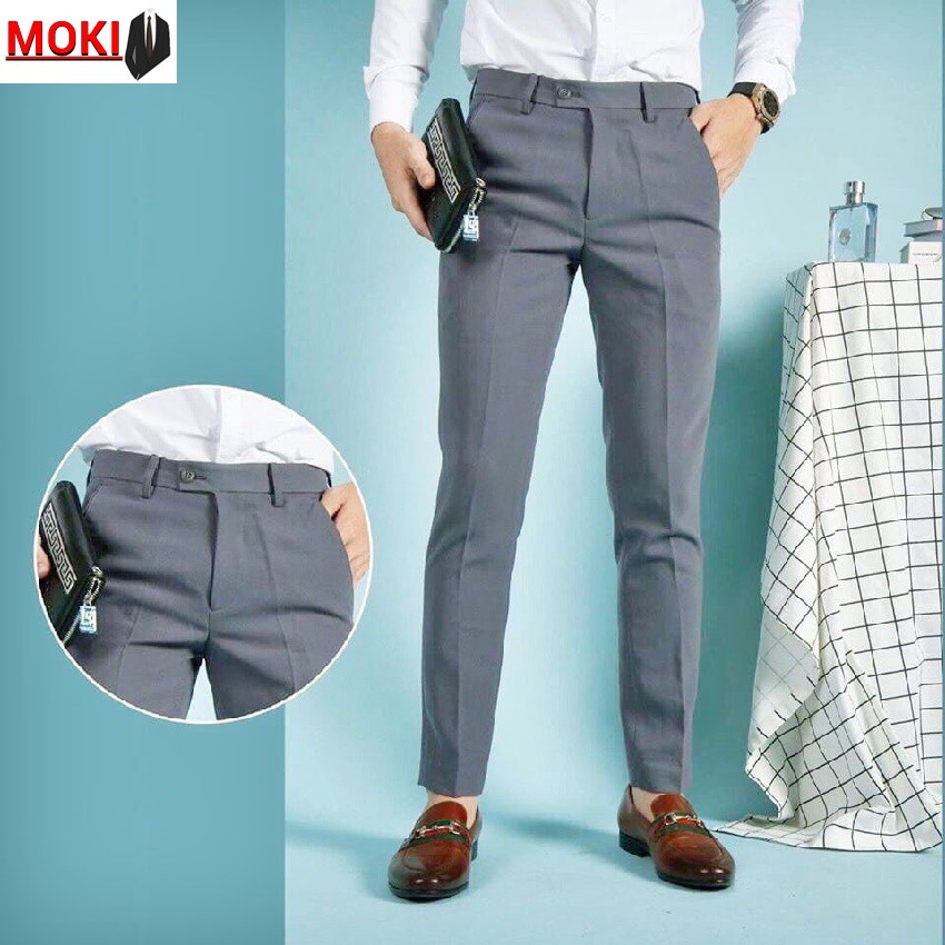 Quần tây nam cao cấp MOKI chất vải lụa dáng ôm body chống nhăn tuyệt đối , co giãn 4 chiều cao cấp | BigBuy360 - bigbuy360.vn
