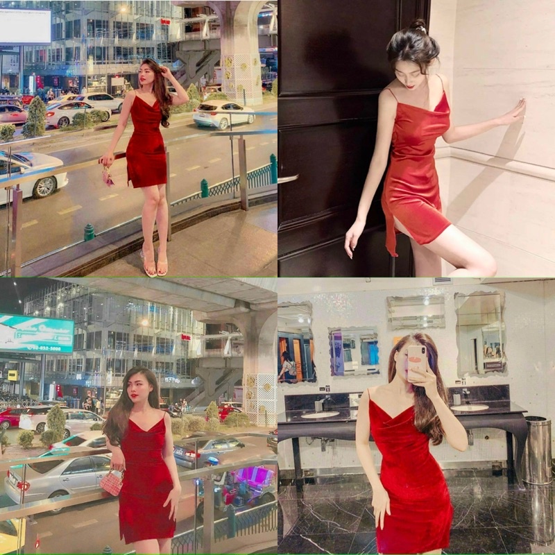 ĐẦM ĐỎ 2 DÂY CỔ ĐỔ ✅KHO XƯỞNG SỈ CHUẨN HÀNG