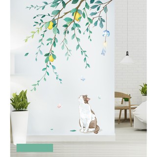 Decal dán tường Mèo xinh dưới tán cây