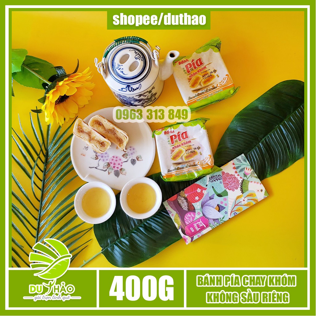 Bánh pía chay khóm không sầu riêng 400gr Tân Huê Viên, bánh pía không trứng ăn chay