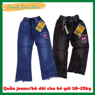 Quần jeans dài ống loe cho bé gái 12-30kg -chất dày dặn, co giãn, mịn đẹp
