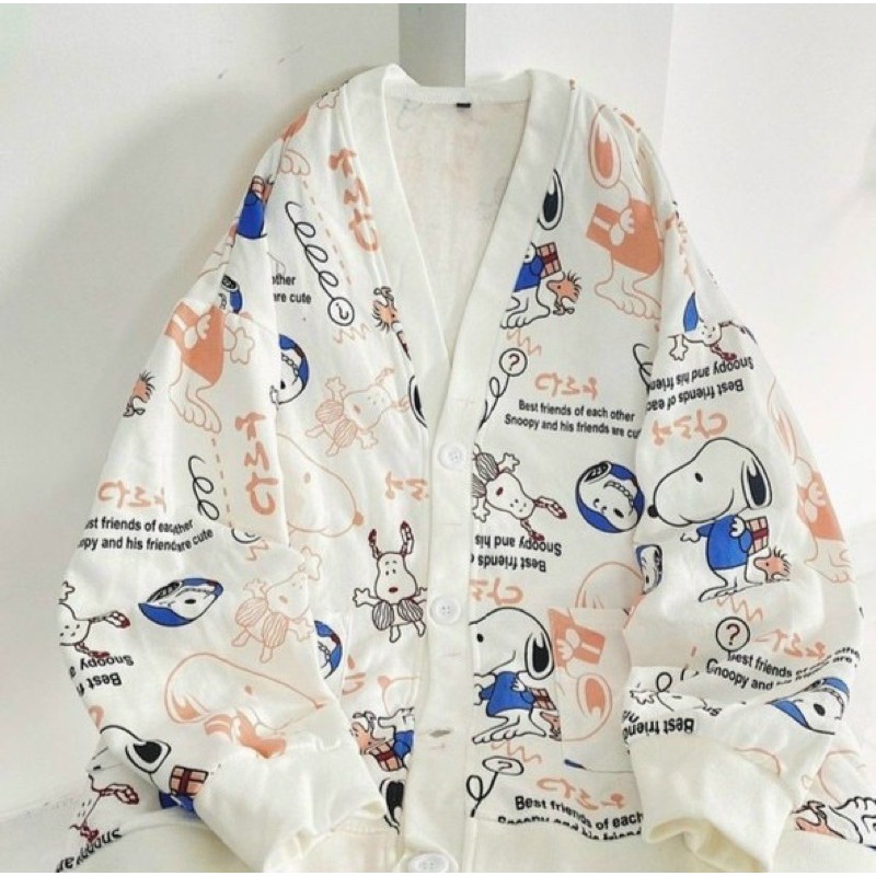 Áo khoác nỉ cardigan in cún đáng iu