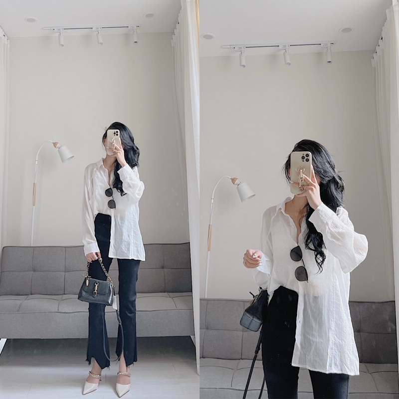 Áo sơ mi gập ly mỏng mát Samhyewear