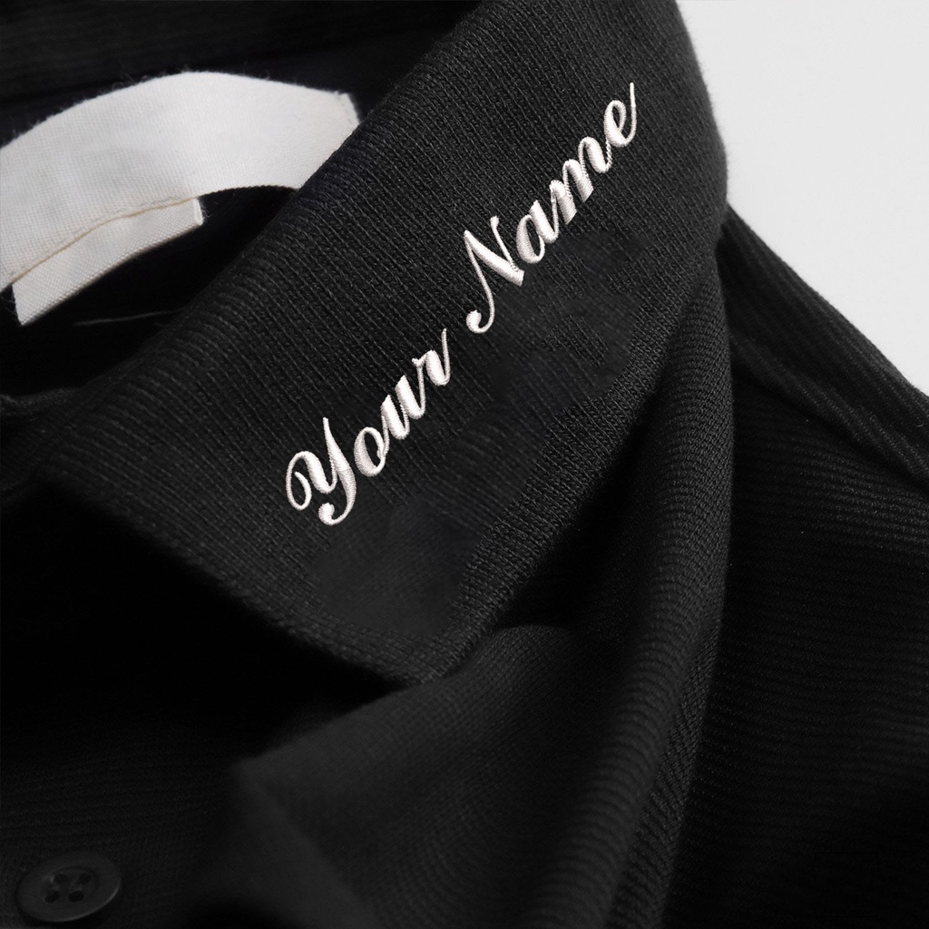 Áo Thun Polo OmShala Thêu Tên Riêng Cotton Dáng Slim Fit