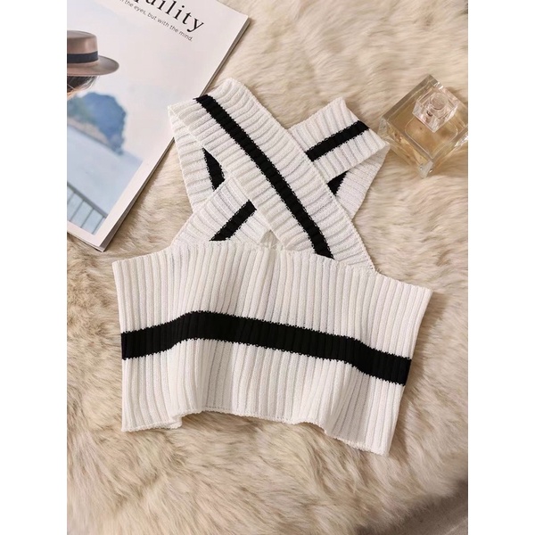 áo len dệt kim quây mix dây chéo phối màu sexy (28616#)
