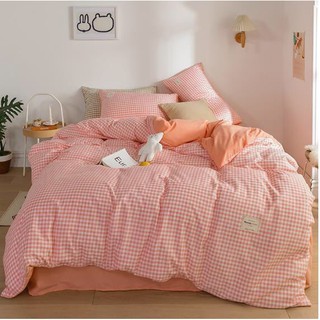 BỘ CHĂN GA GỐI COTTON TICI ( CHĂN CHẦN BÔNG) - KẺ CARO CAM