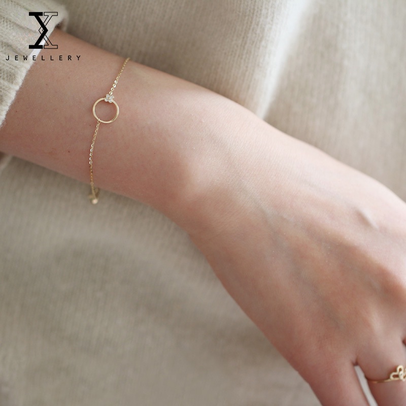Vòng Tay Mạ Bạc 925 100% Hình Hoa Nhỏ Đính Đá Thời Trang