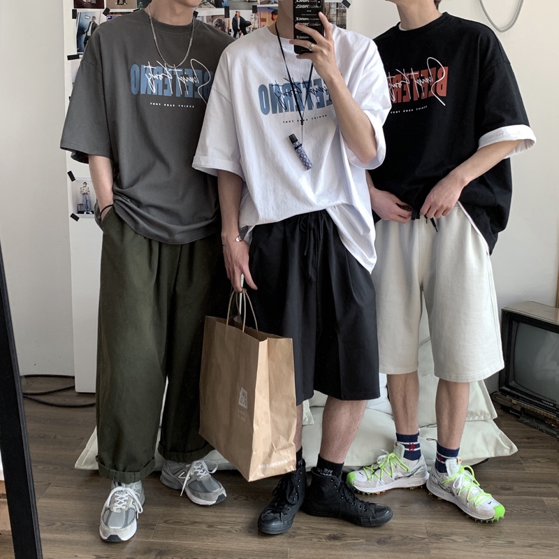 Áo phông nam nữ tay lỡ unisex form rộng, Áo thun tay lỡ nam nữ A56 Xám | BigBuy360 - bigbuy360.vn