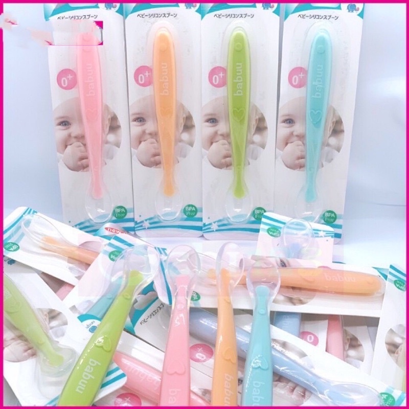 Thìa ăn dặm silicon Babuu siêu mềm cho bé