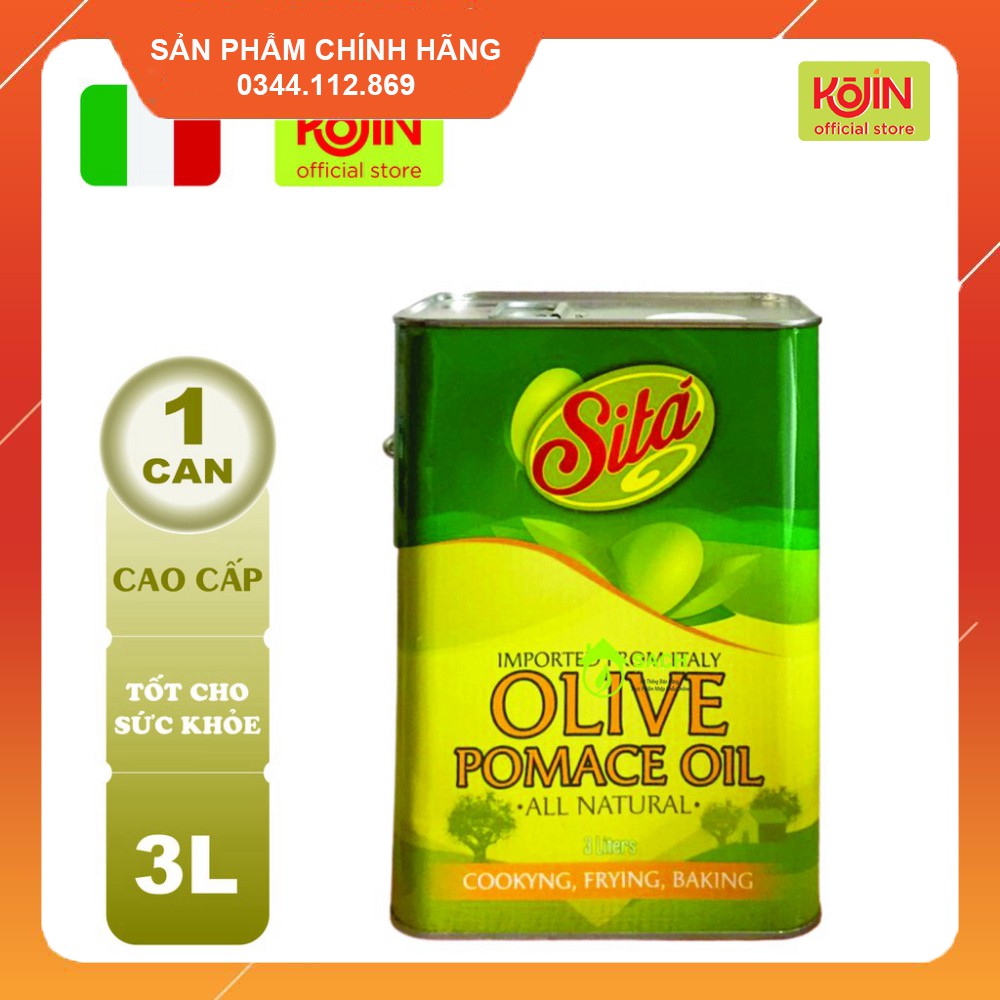 Dầu Olive Kojin Hiệu Sita CHÍNH HÃNG Ý Dầu Oliu Pomace Nguyên Chất Dùng Nấu Ăn Làm Bánh Can Thiếc 3L