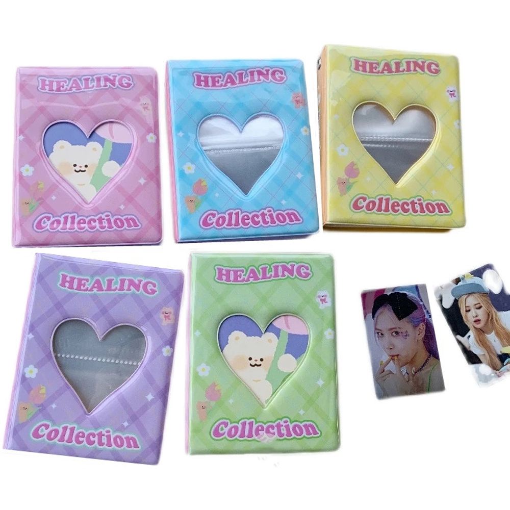 Album đựng thẻ ảnh / thẻ ID / ảnh Kpop 3 inch thiết kế rỗng hình trái tim nhiều màu sắc phong cách Kawaii