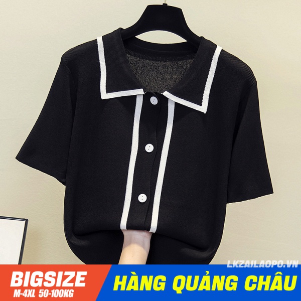 Áo thun polo dệt kim ⚡️𝐁𝐈𝐆𝐒𝐈𝐙𝐄⚡️ Áo kiểu nữ form rộng tay ngắn mùa hè Phong cách Hàn Quốc Thời Trang sang chảnh cá tính xinh đẹp quảng châu cao cấp