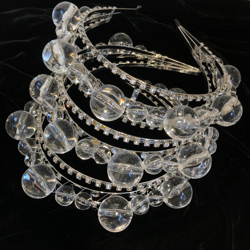 Băng Đô Cài Tóc Nhiều Lớp Đính Đá Pha Lê Trong Suốt Phong Cách Baroque Dành Cho Nữ