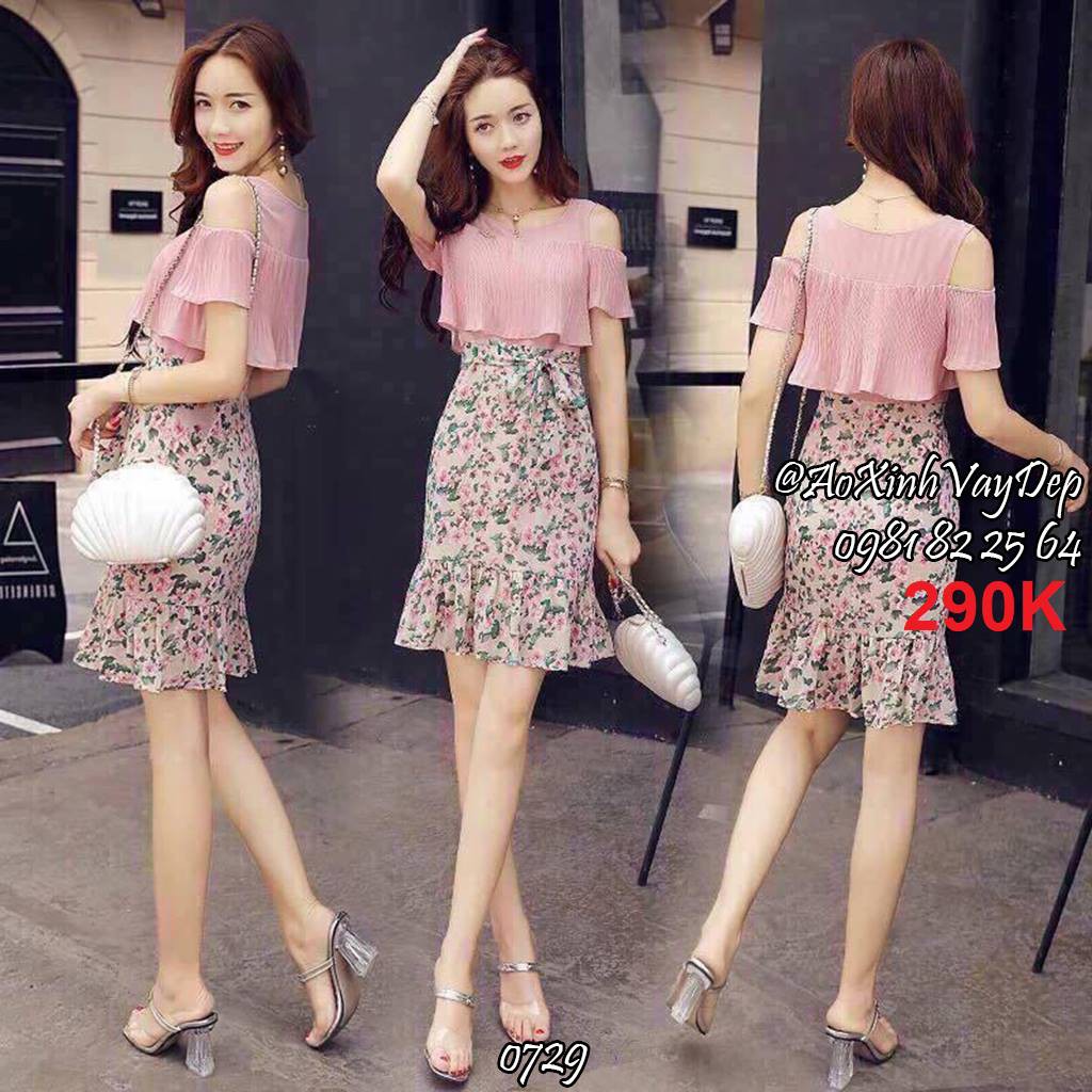 👗 Đầm body khoét vai dập li tùng hoa (1 màu)