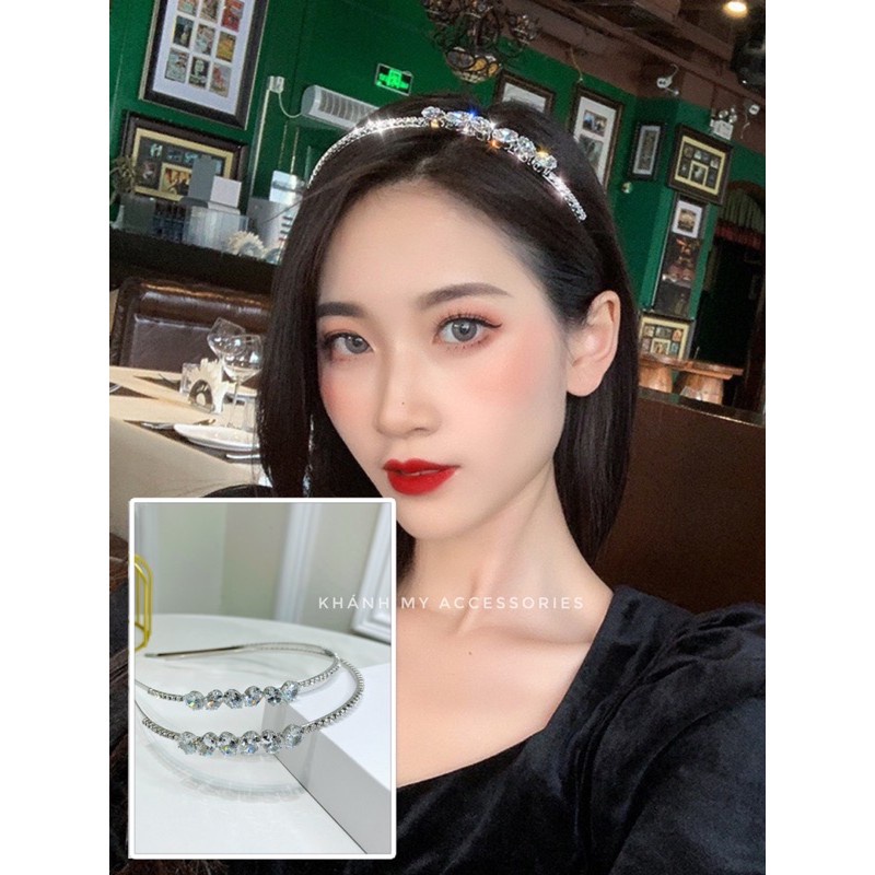 Bờm tóc đính đá pha lê / băng đô tóc đá pha lê , thời trang cao cấp , sành điều - Hari Korea Accessories