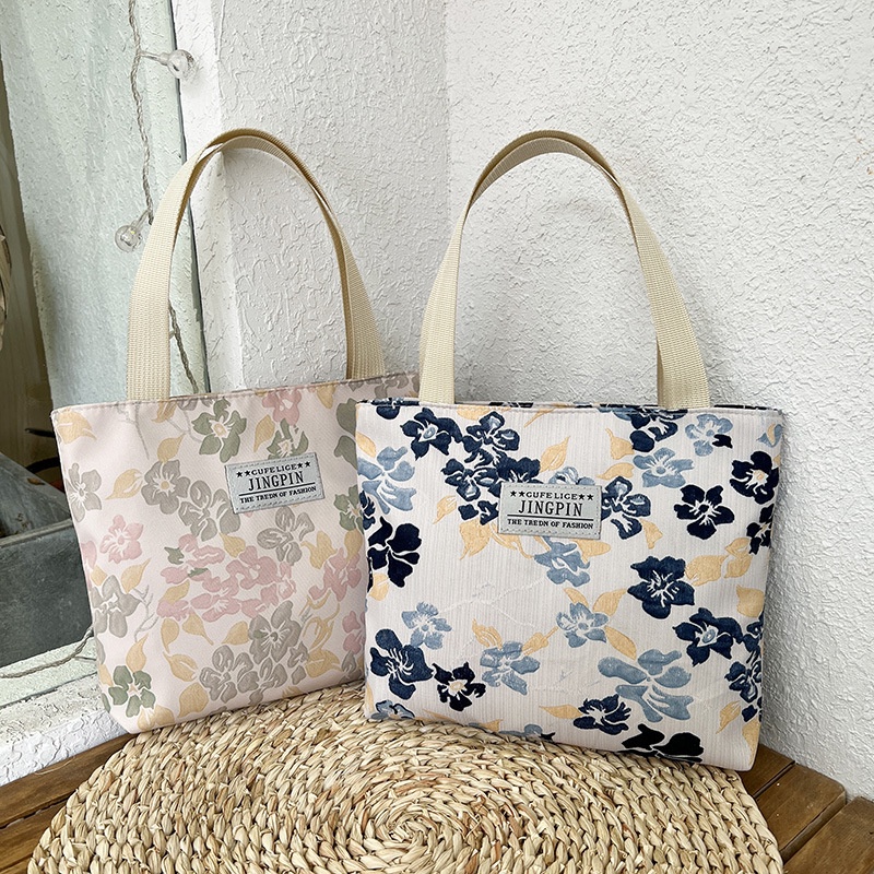 Túi Xách Tote In Họa Tiết Hoa Đơn Giản Cá Tính Đa Năng Mới Dành Cho Nữ