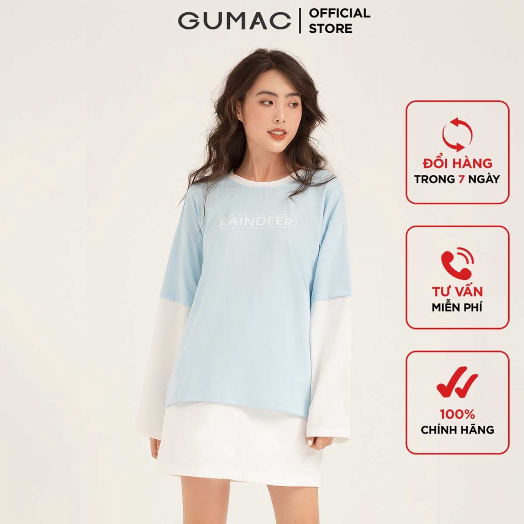 [Mã WABRGUM giảm 10% tối đa 30K đơn 99K] Áo thun nữ thiết kế tay dài phối màu GUMAC phong cách hàn quốc ATB1132