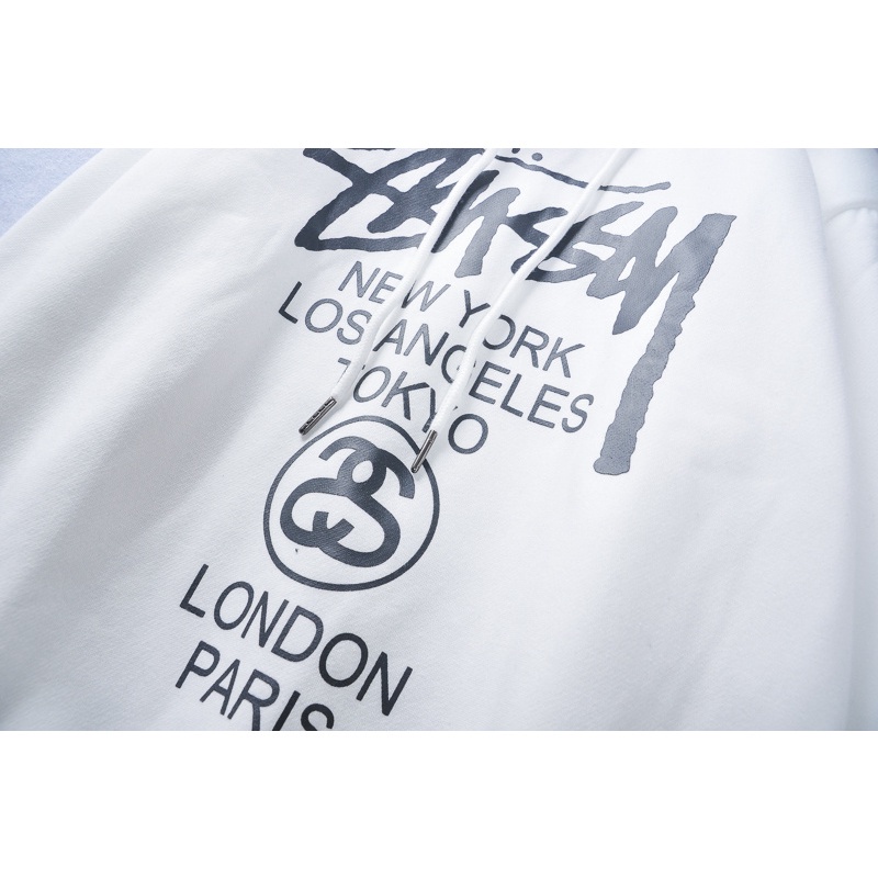 Áo hoodie cotton tay dài in chữ ITEM Stussy thời trang dành cho nam và nữ