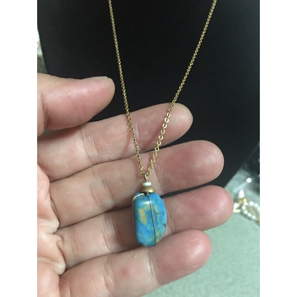Dây chuyền phối mặt đá Ngọc lam dáng HandMade si tuyển Nhật