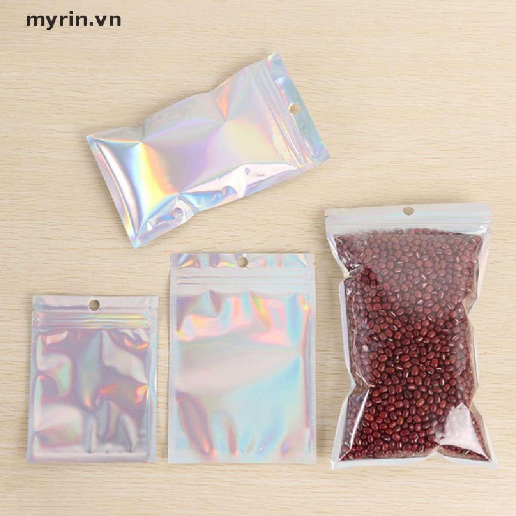 Set 10 Túi Zip Nhựa Màu Holographic Đựng Mỹ Phẩm Tiện Dụng