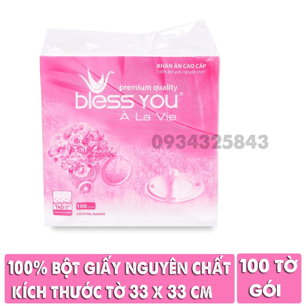 Khăn Giấy Ăn Bless You À La Vie 1 Lớp Gói 100 Tờ