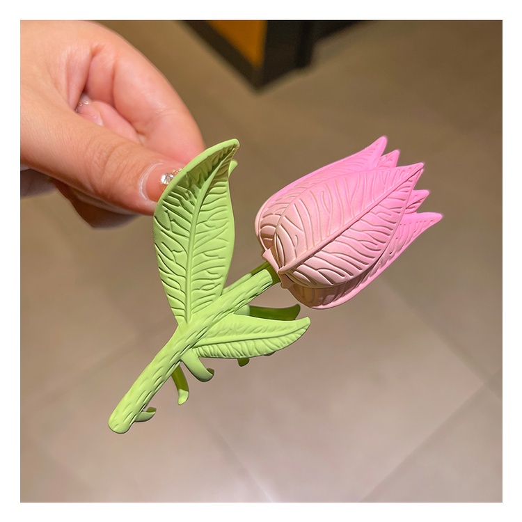 Kẹp Tóc Hình Hoa Tulip Bằng Kim Loại Cho Nữ