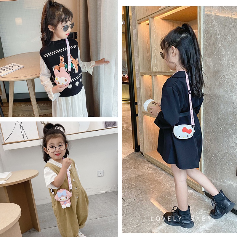 Túi Đeo Vai Hình Mèo Hello Kitty Dễ Thương Dành Cho Bé Gái