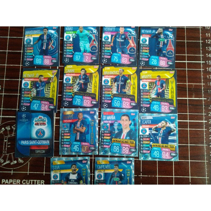 Thẻ cầu thủ bóng đá PSG PARIS SAINT GERMAIN size Poca MATCH ATTAX VIỆT NAM 2019/20 thẻ in custom ST STORE CARD