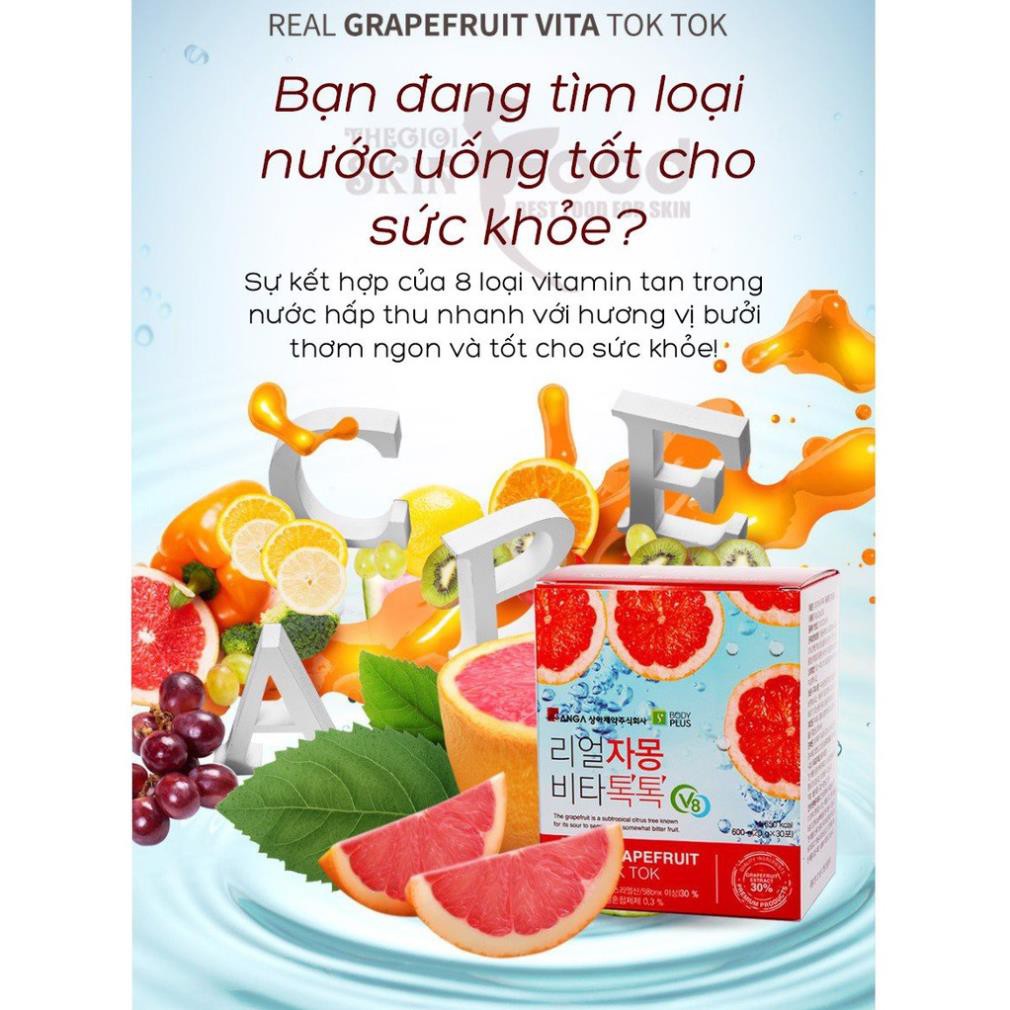 Trà Bưởi Giảm Cân Sanga Real Grapefruit Vita Tok Tok 30 Gói Hàn Quốc Chính Hãng - Bưởi Đỏ Đẹp Da Giữ Dáng